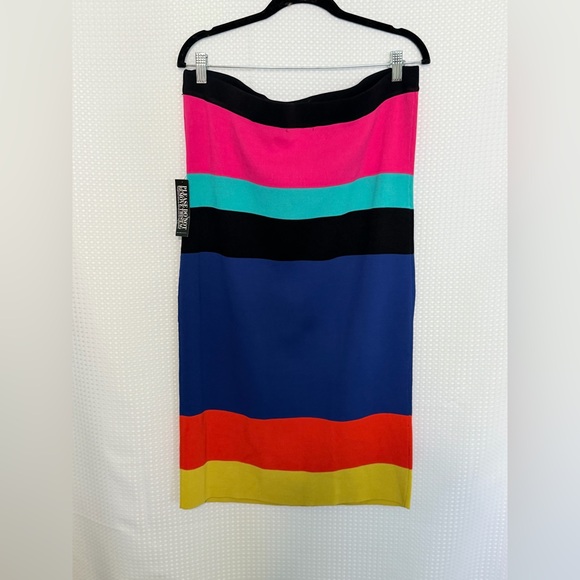New York & Company Strapless Colorblock Stripe Sweater Dress NWT XL Bold Bodycon - Picture 5 of 8